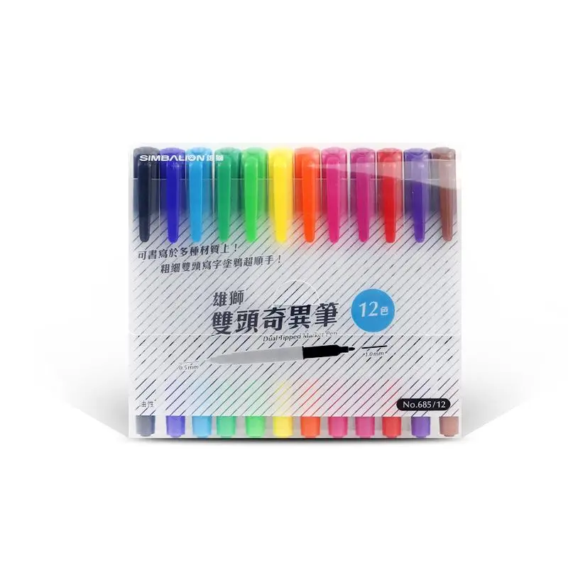 12 Colors Oil-based Art Marker 0.5mm 1mm Double-head Sketch Fineliner Pen Black Red Blue Marker Hook Line Micro-Line Pen