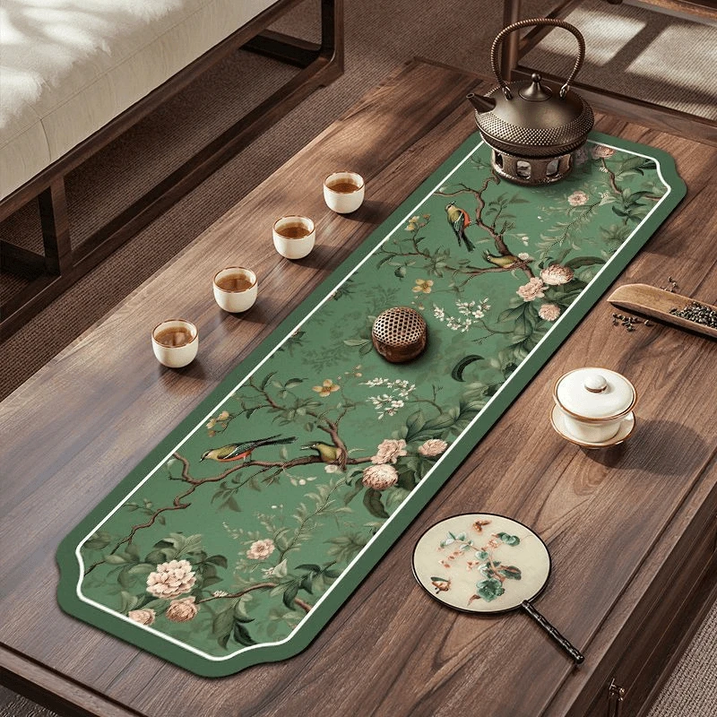 Large Size New Chinese Style Long Table Mat Kitchen Water Absorbent Drying Pad Heat Resistant Dining Table Cover