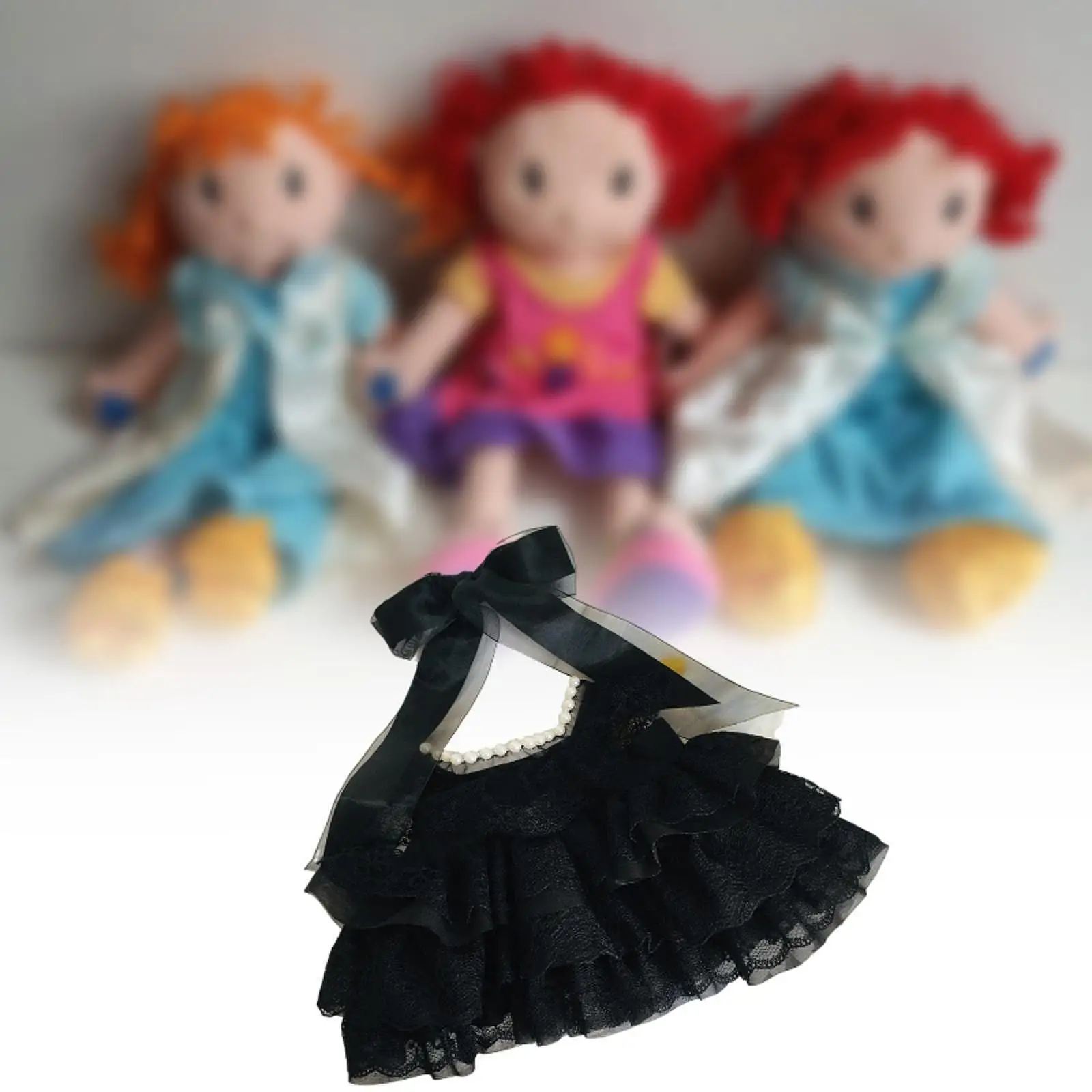 Dolls Black Wedding Dress and Bow Hairpin, Casual Outfits for 38cm Dolls Children's Gifts