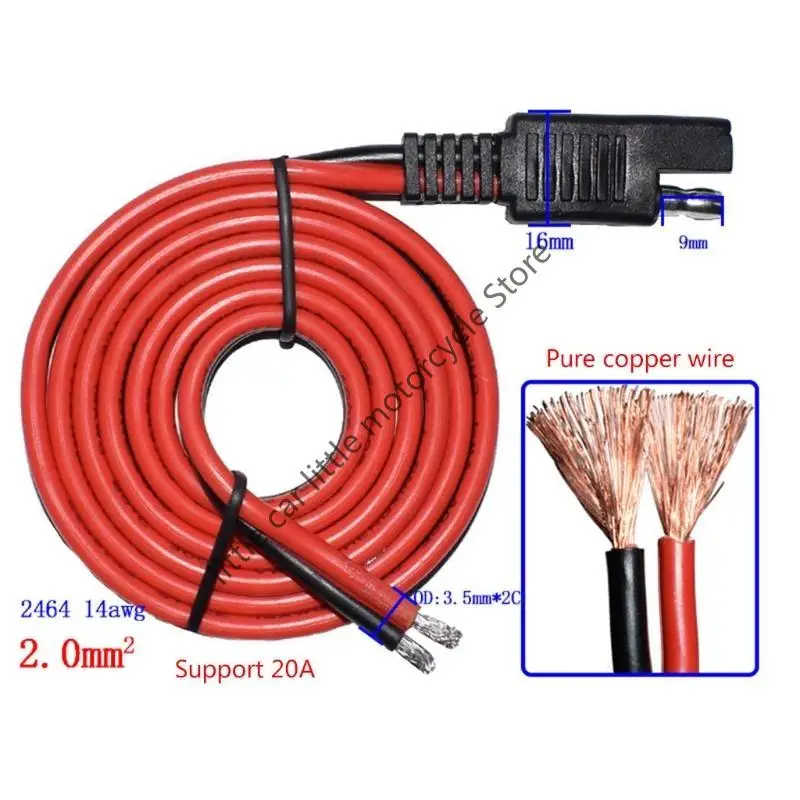 14AWG SAE Connector Extension Cable SAE 2 Pin Quick Connector Disconnect Plug Power Automotive Extension Cable Solar Panel Cable