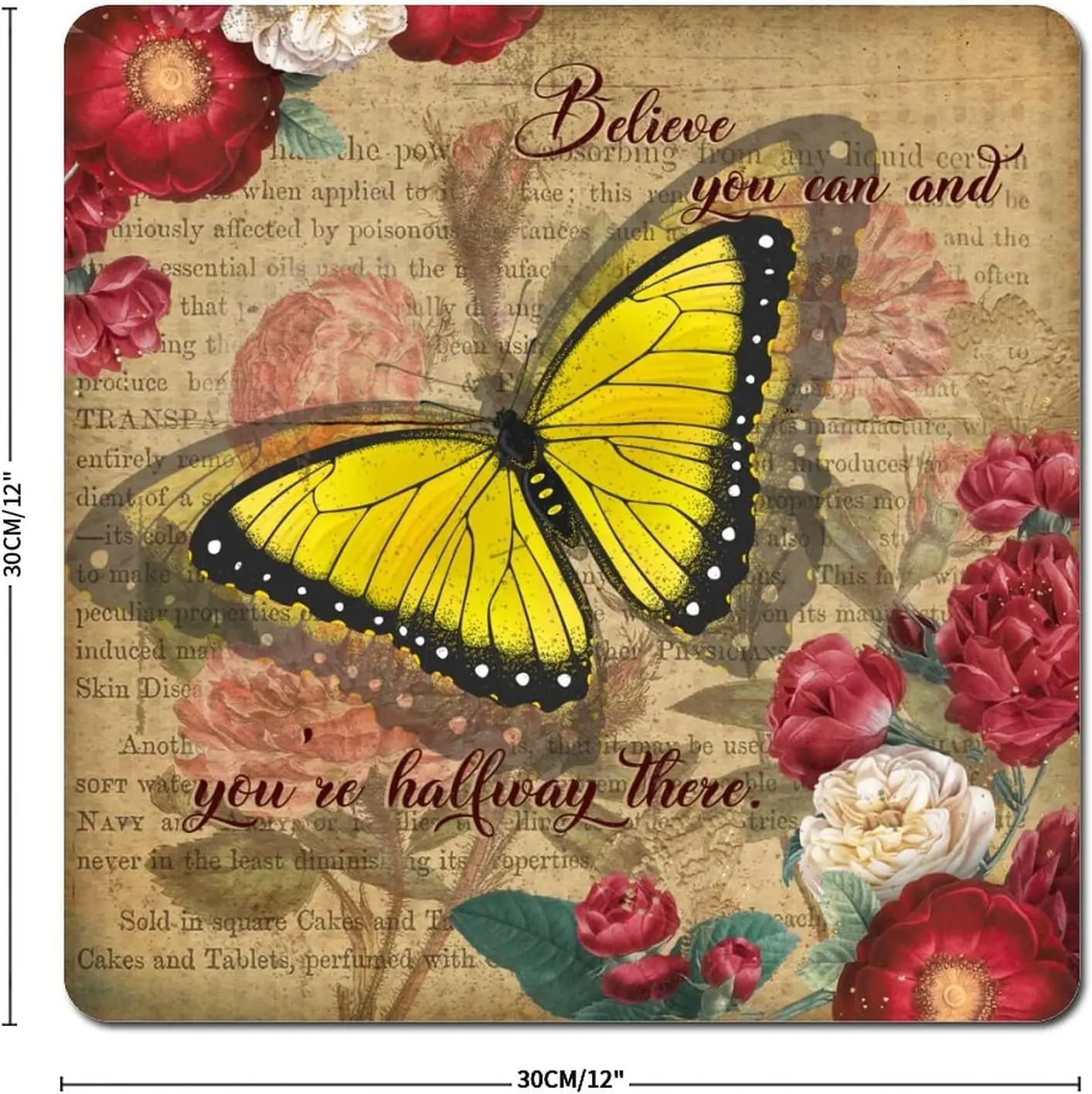 Retro Metal Sign Believe You Can Butterfly Tin Signs You're Halfway There Flower Customized Sign Metal Wall Art 12 In