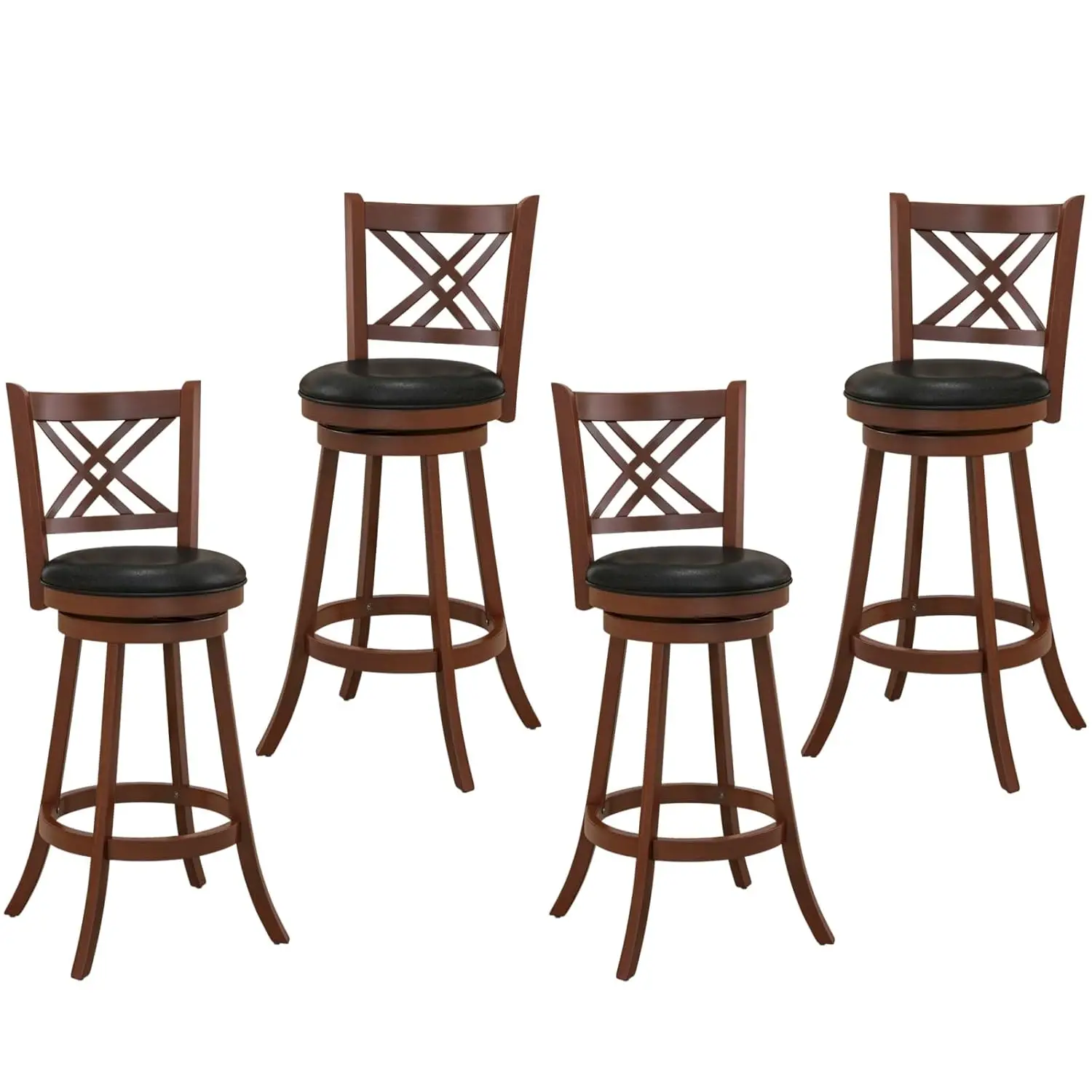 

Набор из 2 поворотных барных стульев высотой 24/29 дюймов — 360 градусов ° Вращающиеся табуреты из искусственной кожи со спинкой и подставкой для ног, по индивидуальному заказу