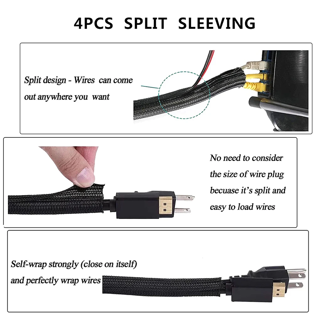 152 Pcs Cable Management Cord Organizer Kit, Include Self Adhesive Cable Organizer Clips, Cable Sleeves Management Clips