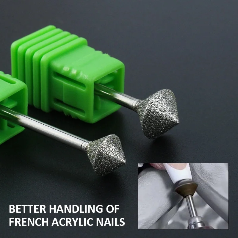 1PC 8mm Wiertła do paznokci w kształcie rombu Diamentowe pilniki elektroniczne Okrągłe krawędzie Manicure Pedicure Głowica szlifierska do elektrycznej wiertarki do paznokci