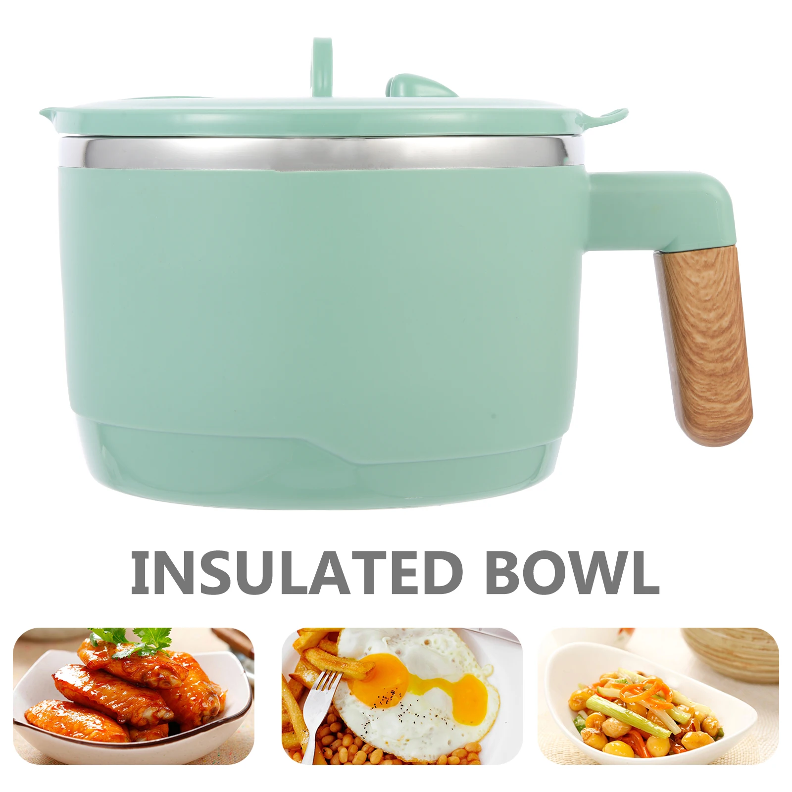 

Portable Noodle Stainless Steel Insulated Leak-Proof Soup Bowl Anti-Scald Handle Phone Holder Bento Box Reusable Lunch