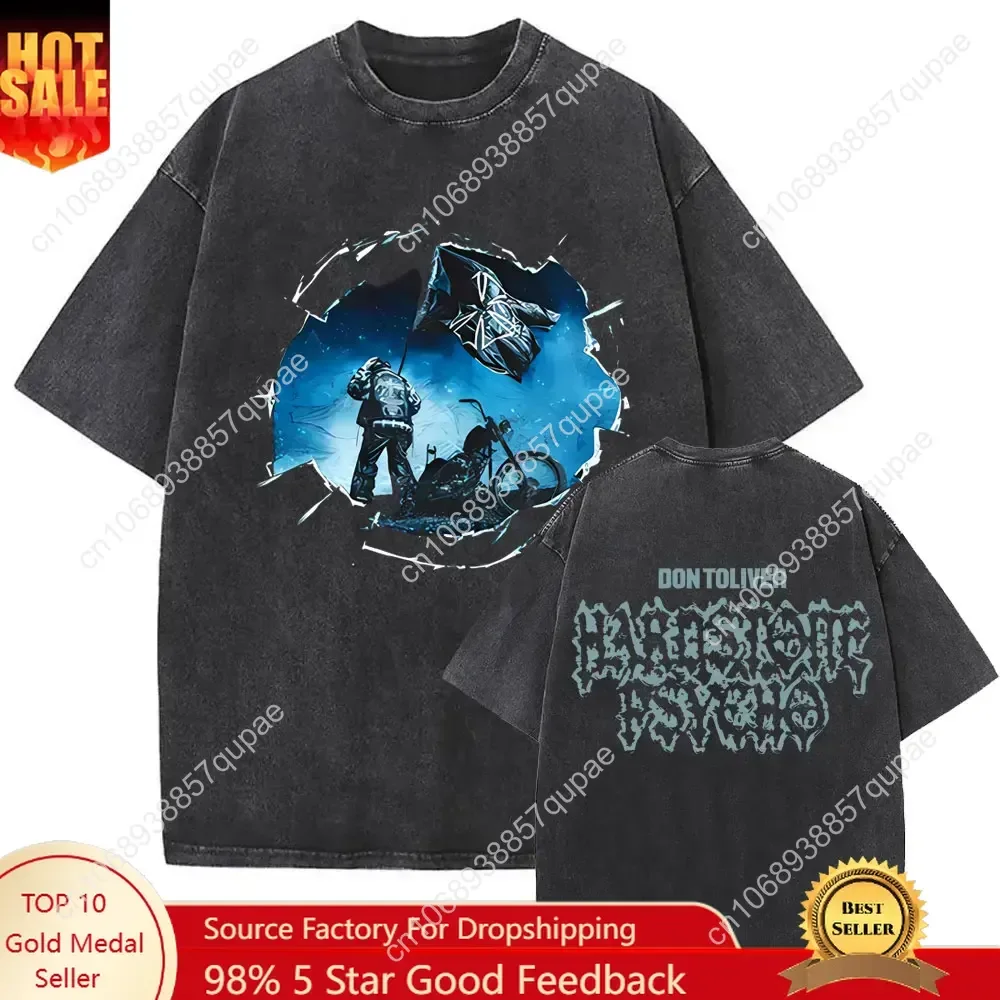 

Washed Vintage Rapper Don Toliver Hardstone Psycho Album Print T Shirts Men Women Fashion Hip Hop Oversized T-shirts Streetwear