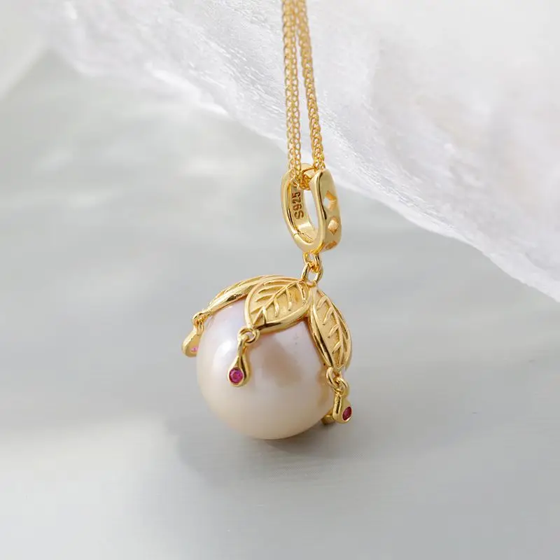 

Элегантный шарм, современный кулон в виде листьев дерева 18 карат с покрытием из натурального жемчуга в стиле барокко, подвеска из стерлингового серебра 925 пробы, ювелирные изделия для женщин