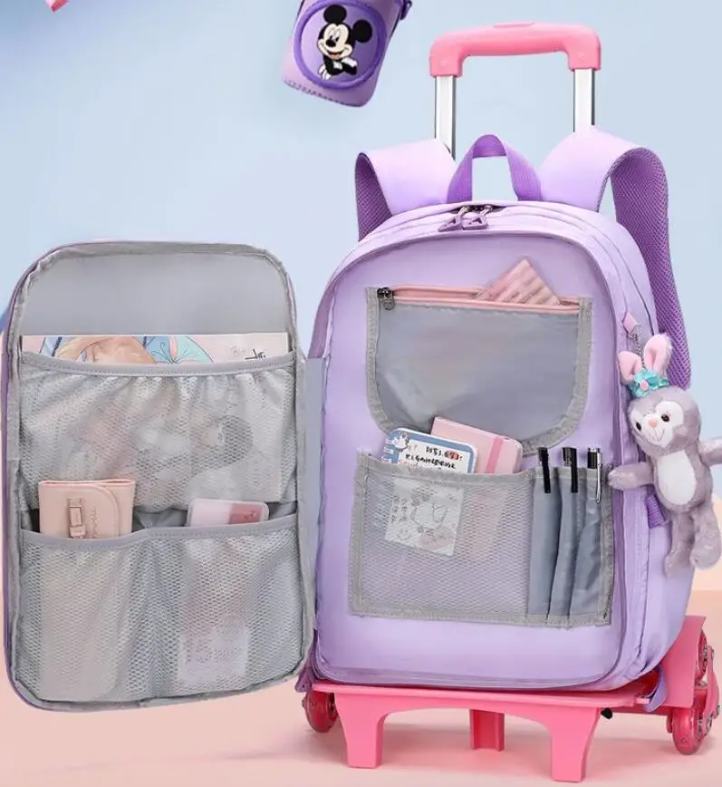 17 inch School Wheeled backpacks for girls School Rolling Bag for girls School Trolley Bags for boys Rolling Satchel bag cart