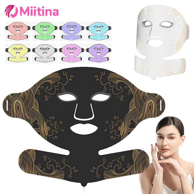 7 Colors Photon Face Neck Silicone LED Mask Red Light Therapy Facial Beauty Mask Relaxation Treatment Anti-Wrinkle Skin Care