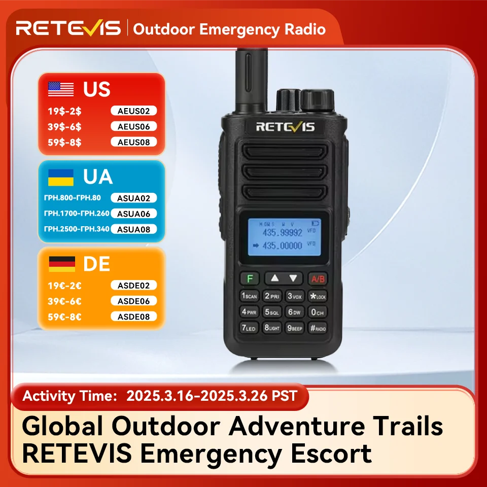 Retevis RA89 Walkie Talkie Ham radio FM VHF UHF Communication Radio Walkie Talkie Long Range IP68 Waterproof Type-C Transceiver