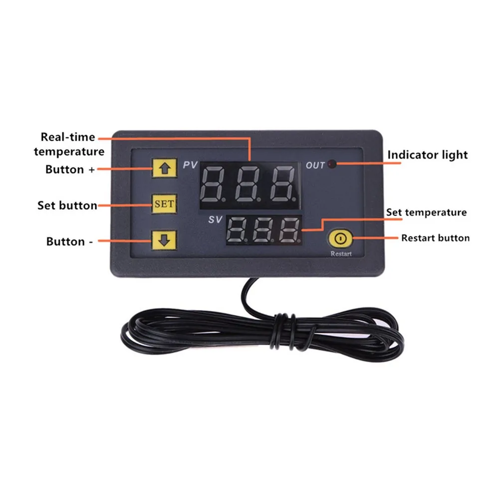 W3230 12V 24V 220V Probe line 20A Digital Temperature Control LED Display Thermostat With Heat/Cooling Control Instrument New