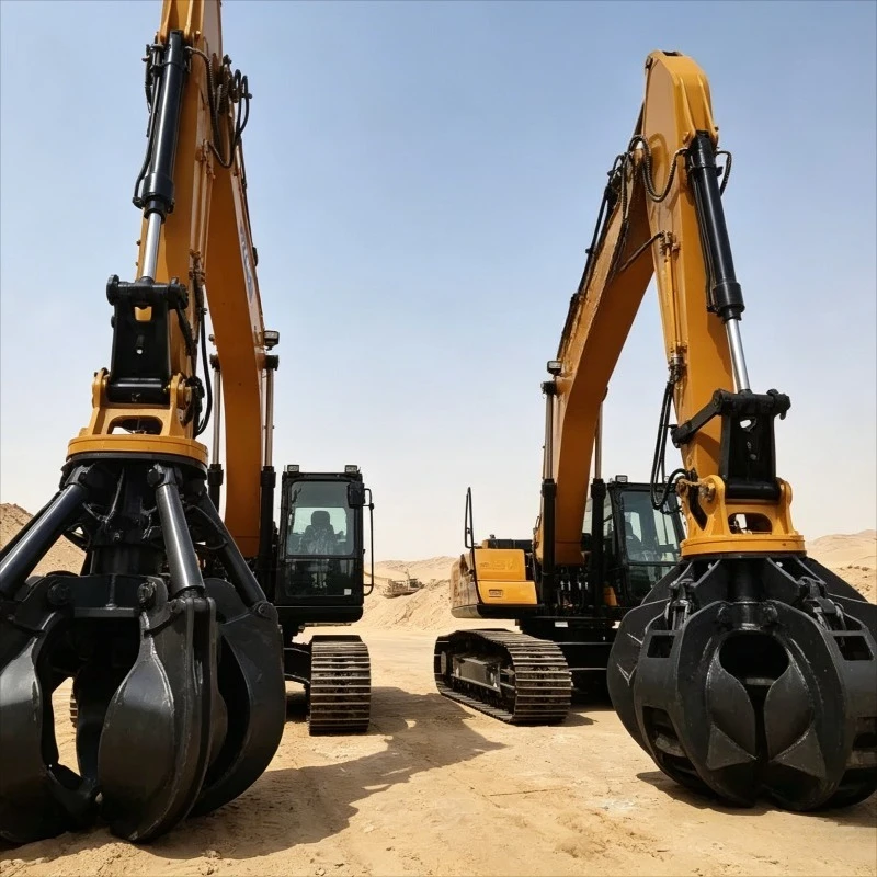 CustomizedExcavator Orange Peel Grapple Heavy Duty 4 Tine Full Hydraulic Drive High Strength Steel