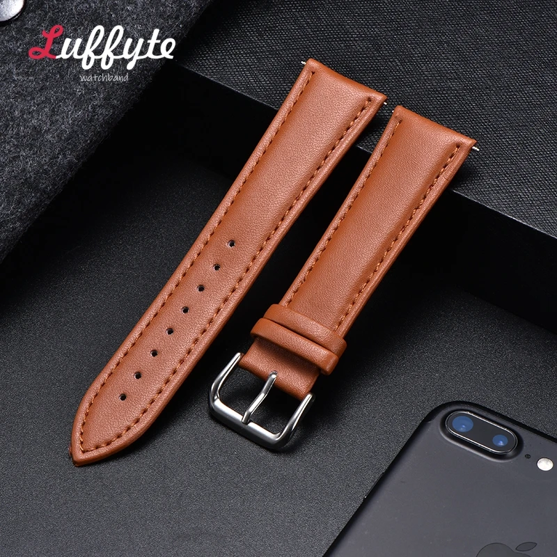 Casual Leather Watch Strap Business Men Women Bracelet 16mm 18mm 20mm 22mm 24mm Watchband Watch Accessories