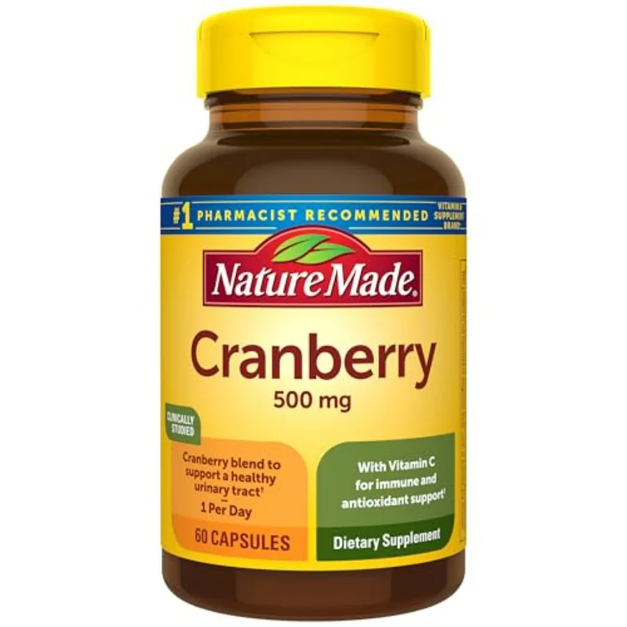 

Nature Made Cranberry Supplement 500mg with Vitamin C for Immune and Antioxidant Support, Cranberry Blend for Urinary Tract Hea