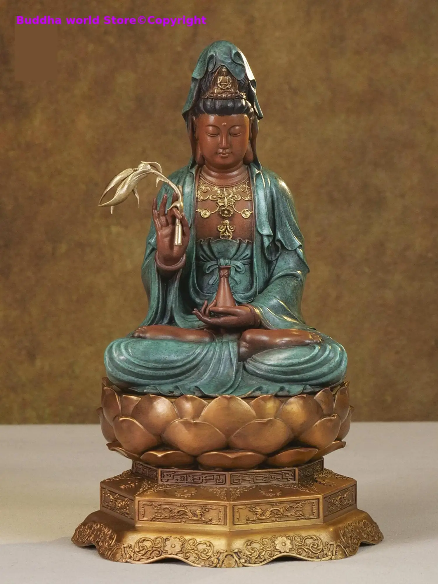 

Ограниченная серия Изысканный Будда 100% ручная работа Бронза Гуаньинь Бодхисаттва Семейная защита Бог медная резьба Украсьте статую Будды