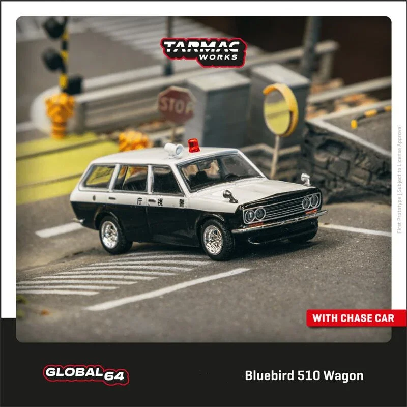 Tarmac Work 1:64 Datsun Bluebird 510 Wagon Japan Police Car Diecast Model Car