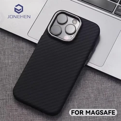Luxury Alloy Lens 3D Relief Black Carbon Fibre Pattern Case For iPhone 13 14 15 16 Pro Max Slim Shockproof PC Cover For Magsafe