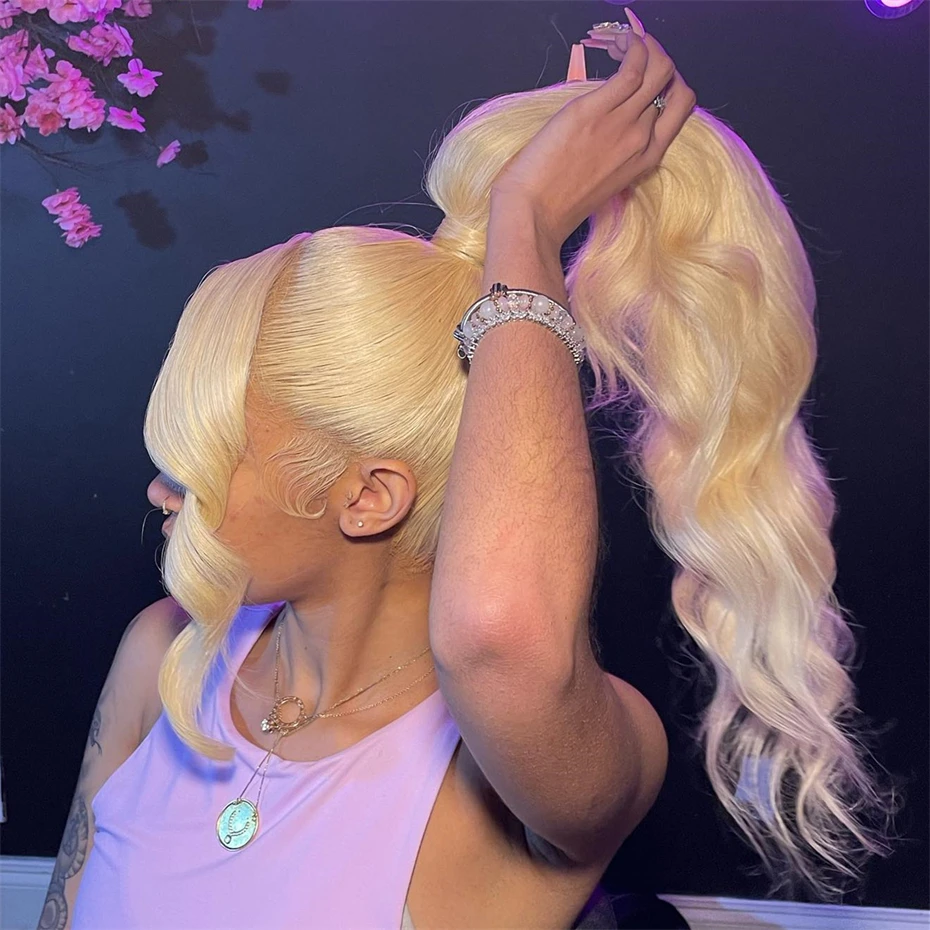 HD 360 Full Lace Wig Human Hair Pre Plucked 613 Honey Blonde Color Lace Front Wigs For Women Remy Vietnamese 13x4 13x6 Lace Frontal Body Wave Wigs 200% 220% Density
