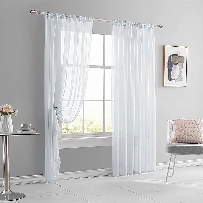 150*250cm 1pc Modern Solid Colour Sheer Curtain Curtains Living Room Bedroom Home Decoration French Window Screen Rod Pocket