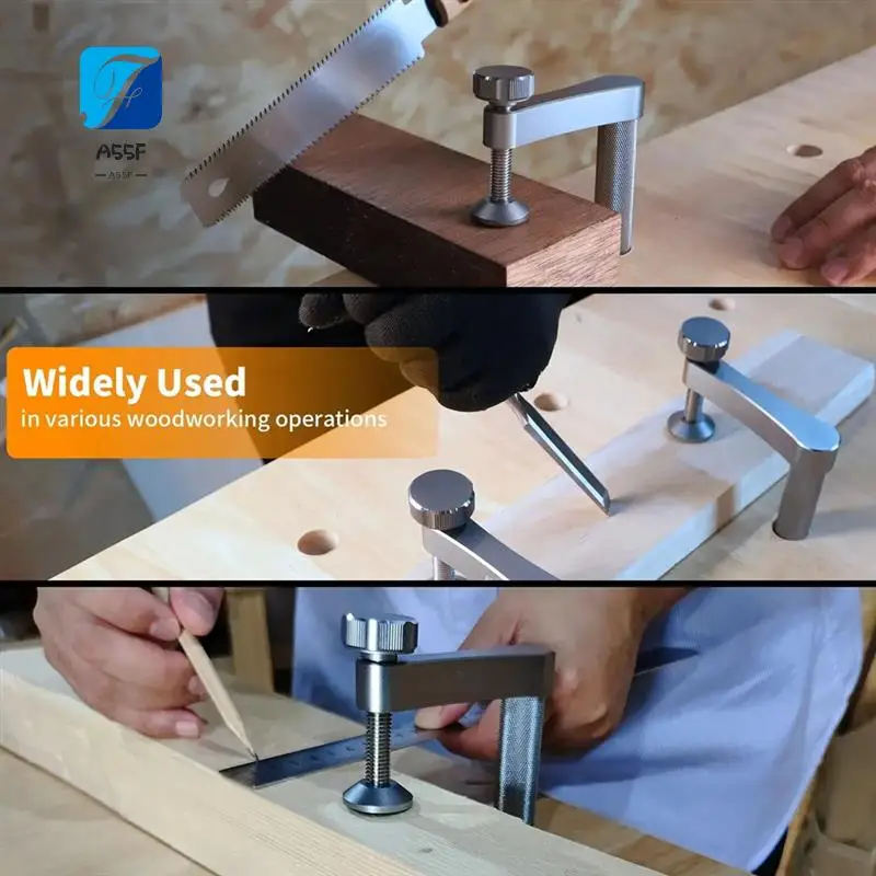 

A55F-2Pcs Bench Dog Clamp With Non-Slip Pad 19Mm Hold Down Clamp Aluminum Adjustable Table Clamps For Woodworking Tool
