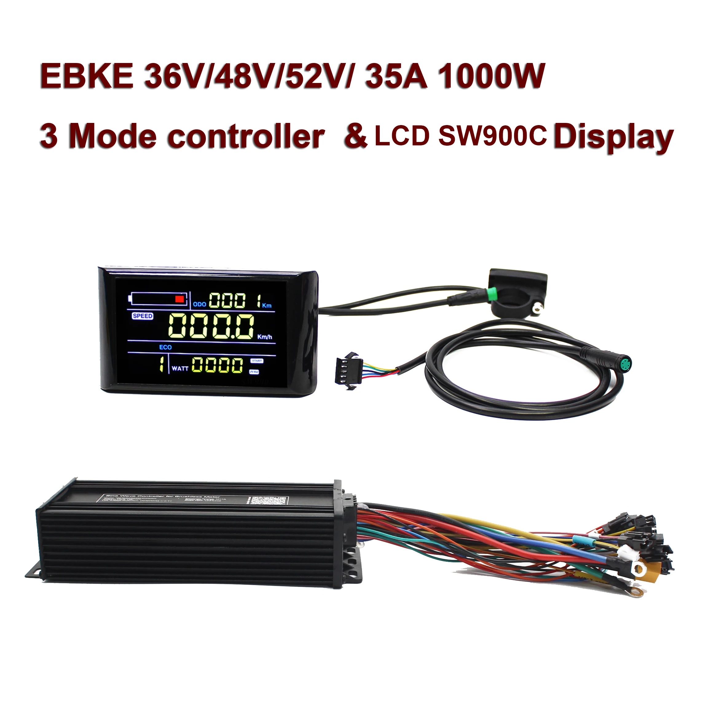 EBKE 36V 48V 52V1000W35A 3-trybowy kontroler Ebike sinusoidalny UKC1 Kolorowy wyświetlacz LCD OMD2