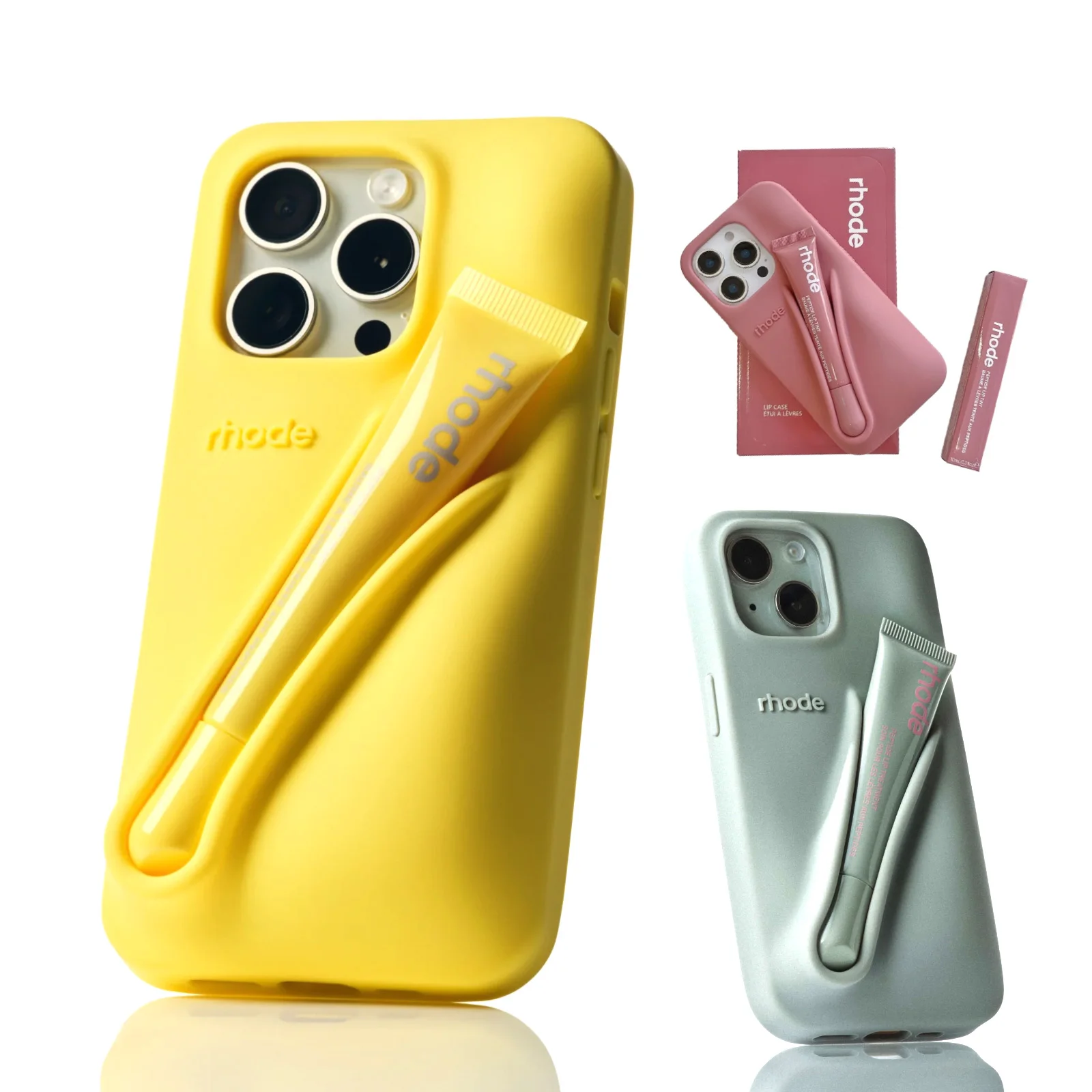 

Genuine Lip Case with Lip Gloss Set for iPhone 17 16 15 14 13 Pro Max 17Air 16Plus 15Plus Silicone Bubble Cover Ribbon Gift Box