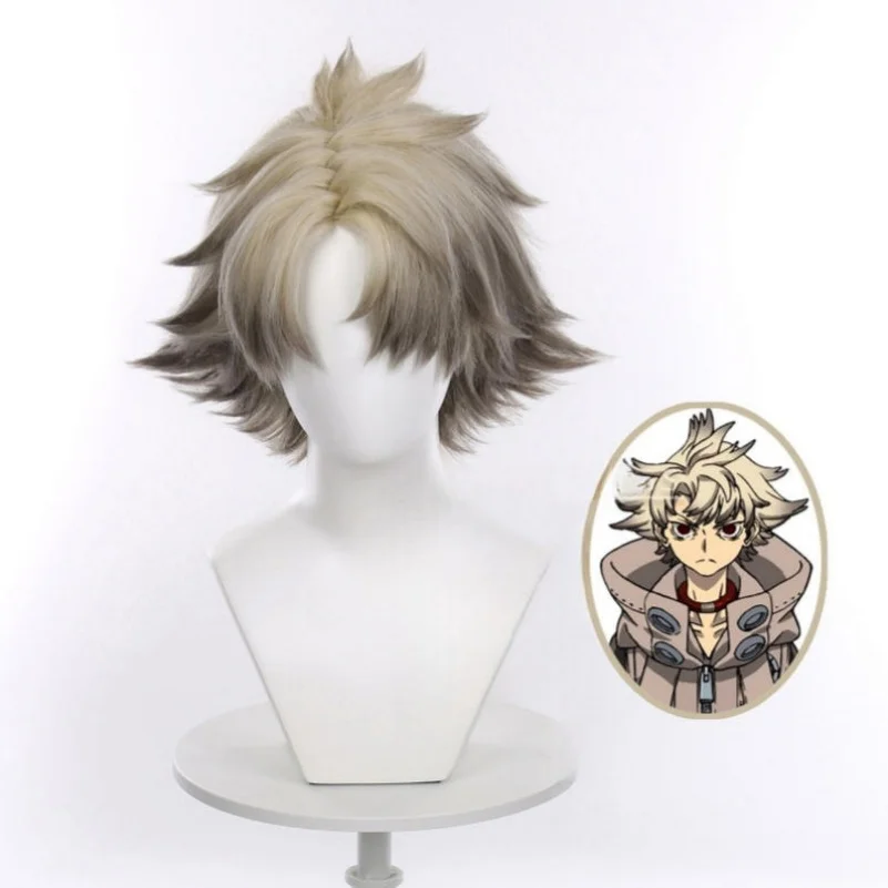 

Anime Gachiakuta Rudo Surebrec Cosplay Wig Short Spiky Blonde Hair with Brown Roots Synthetic Wigs For Men Women Party Halloween