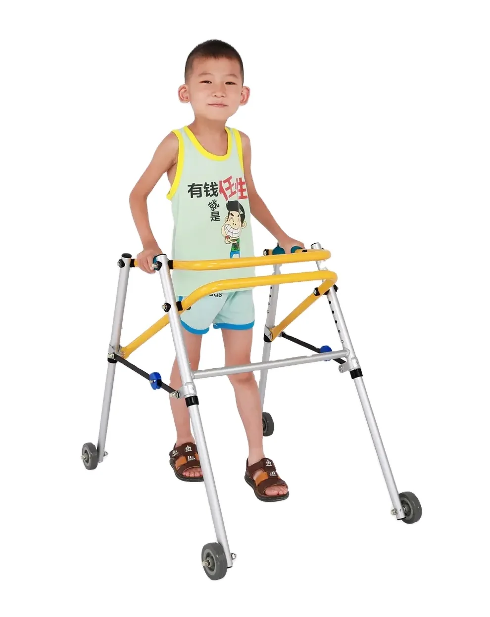 

High-quality Aluminum Alloy Disabled Hemiplegia Pediatric Standing Rehabilitation Training Bracket 4-wheel Walker Walker