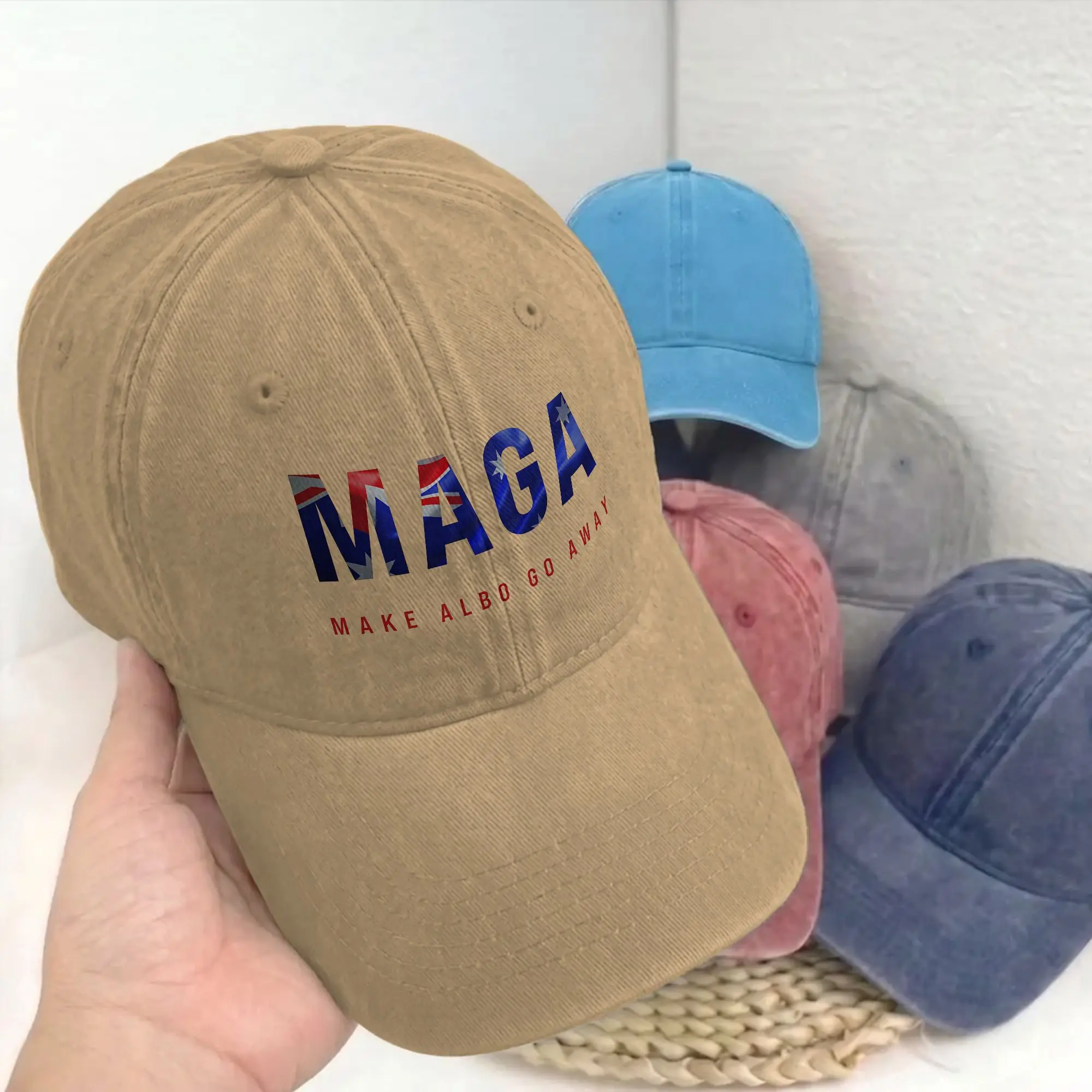 Make Albo Go Away MAGA Unstructured Baseball Cap Vintage Distressed Washed Australia Saying Sun Cap Outdoor Adjustable Hats