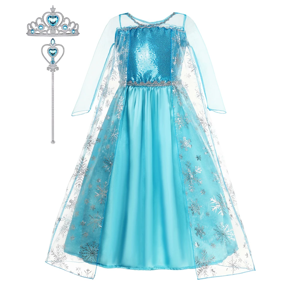 Meisjes Sneeuwkoningin Elsa Kinderkostuums voor meisje 2025, Carnaval Party Prom Gown Robe-spelen Kinderkleding Peuter Prinsessenjurk