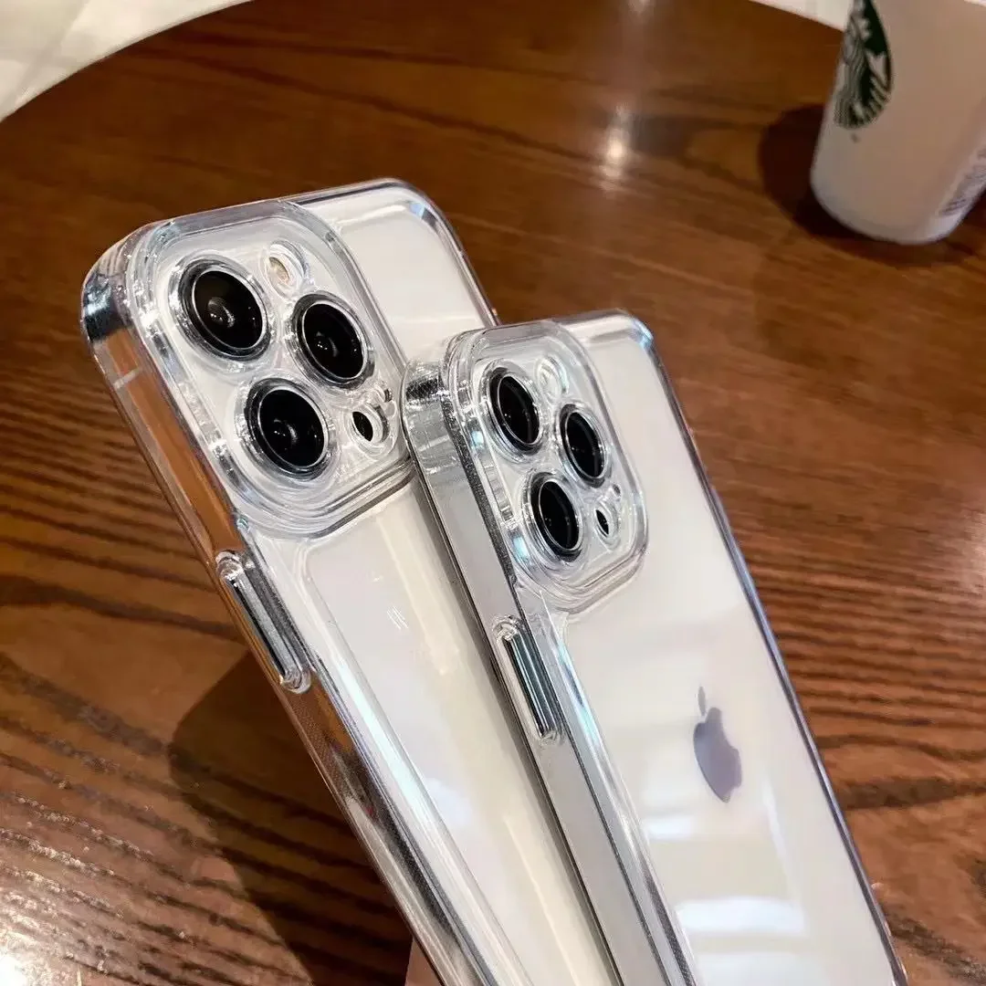 กันกระแทกโปร่งใสแฟชั่นคู่เคสโทรศัพท์เหมาะสําหรับiPhone 15 14 13 12 11ProMax X XR XS 6S 7 8 Plusปกแข็ง
