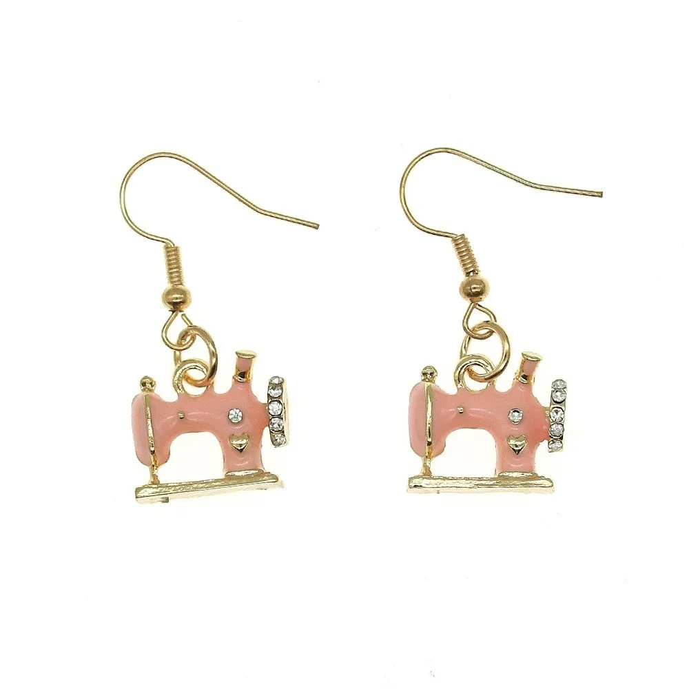 New Vintage Sewing Machine Earrings Multi-color Enamel Drip Oil Earrings Exquisite Creative Alloy Earrings Women