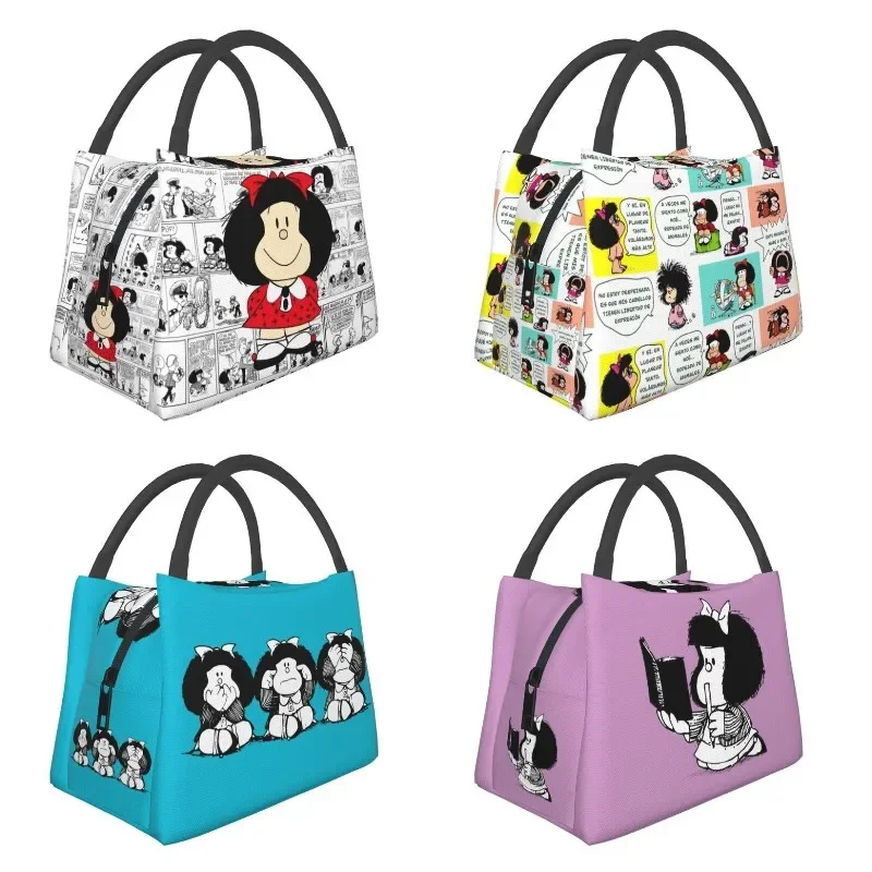 Mafalda Cartoon Quino Comics borse per il pranzo con isolamento termico borsa per il pranzo riutilizzabile da donna per il viaggio di lavoro scatola