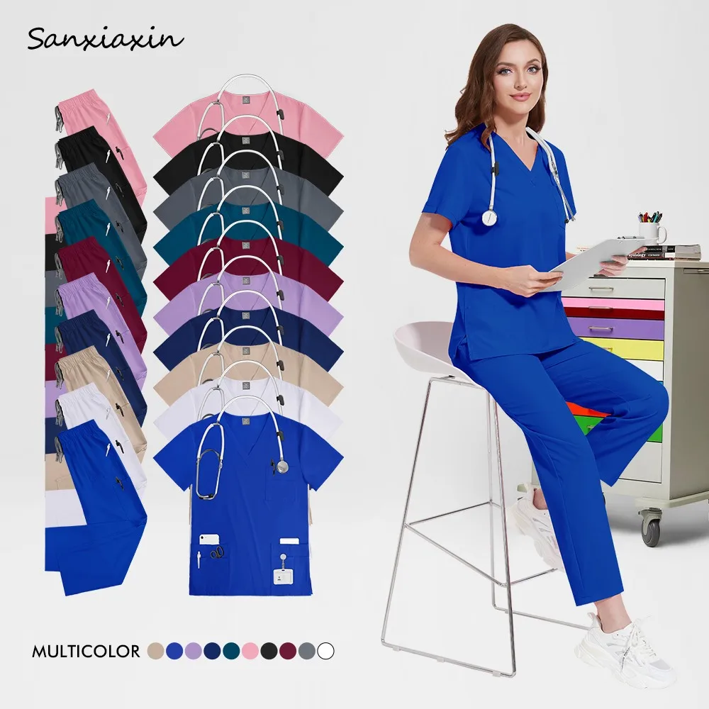 Nurse Accessories Doctor Work Uniforms Hospital Scrubs Uniform Frosted Set Nursing Care Work Clothes Dental Clinic Surgery Suits