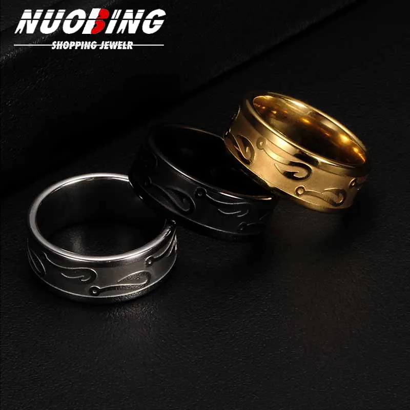 8MM Anime Character Weapon Gothic 316L Stainless Steel Ring Unisex Club Y2K Jewelry Gift