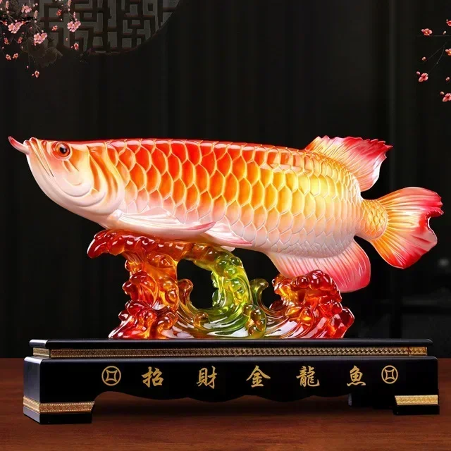 

Chinese Lucky Arowana Resin Feng Shui Ornaments Store Hotel Office Furnishing Crafts Home Llivingroom Desktop Sculpture Decor