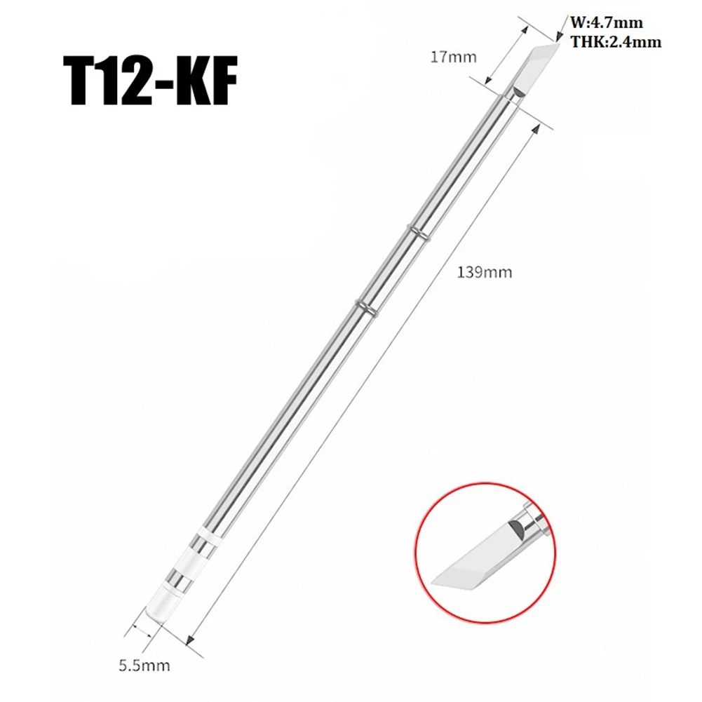 Accessories Soldering Iron Tip T12 K J Series 139mm Lenght Metal Material Sliver Color Quick Thermal Conductivity