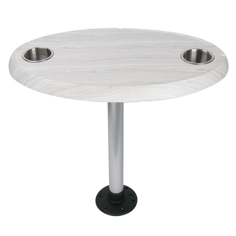 

Marine Yacht tea Oval table Quick release bracket ABS white wood grain desktop marine coffee table