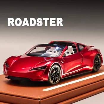 1:24 Roadster modèle Y modèle 3 modèle S alliage jouet voiture modèle son et lumière jouet pour enfants à collectionner cadeau d'anniversaire