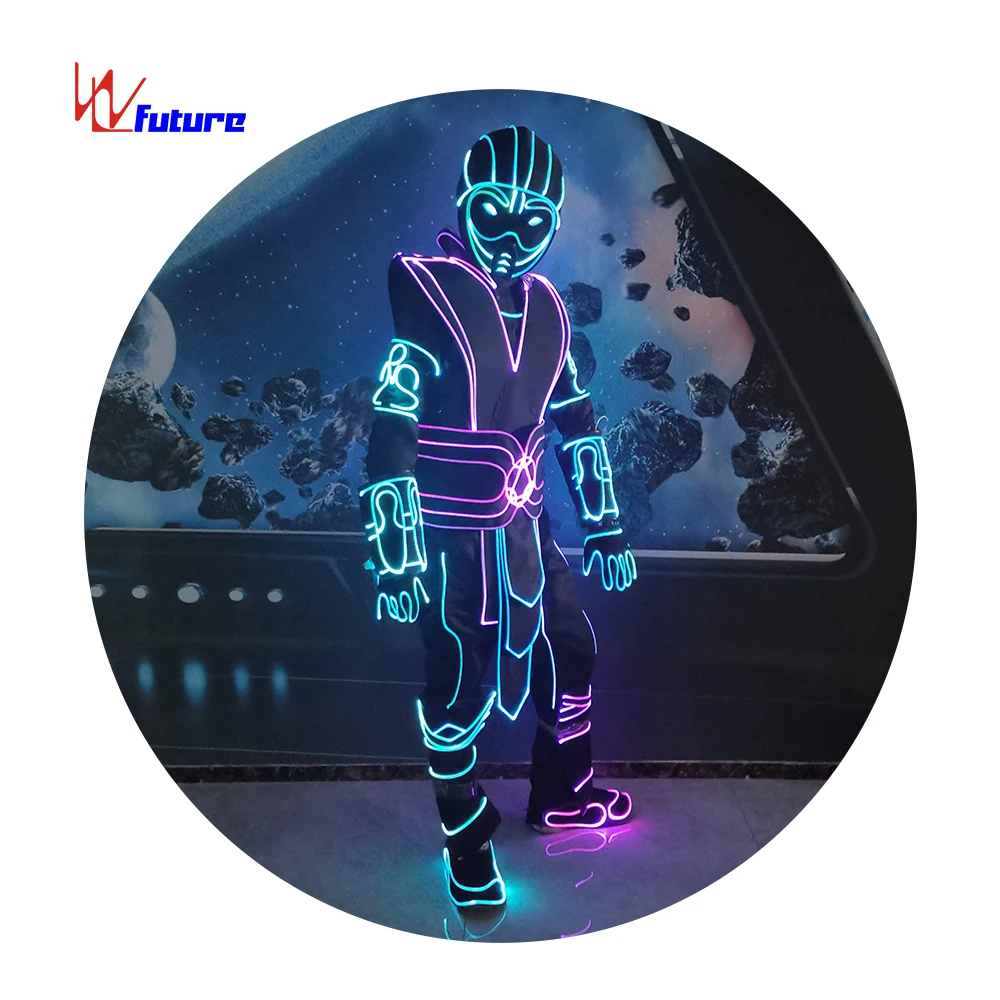 Future led robot costume stage dance wear rave clothing LED strips lights clowns play costume