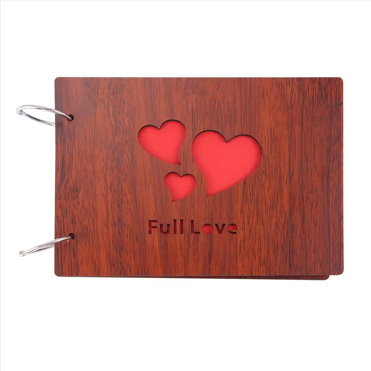 ABNH DIY Photo Album Wood Cover Anniversary Scrapbook 8 X 6 inches Self-adhesive Picture Book with Black Pages for Wedding Guest