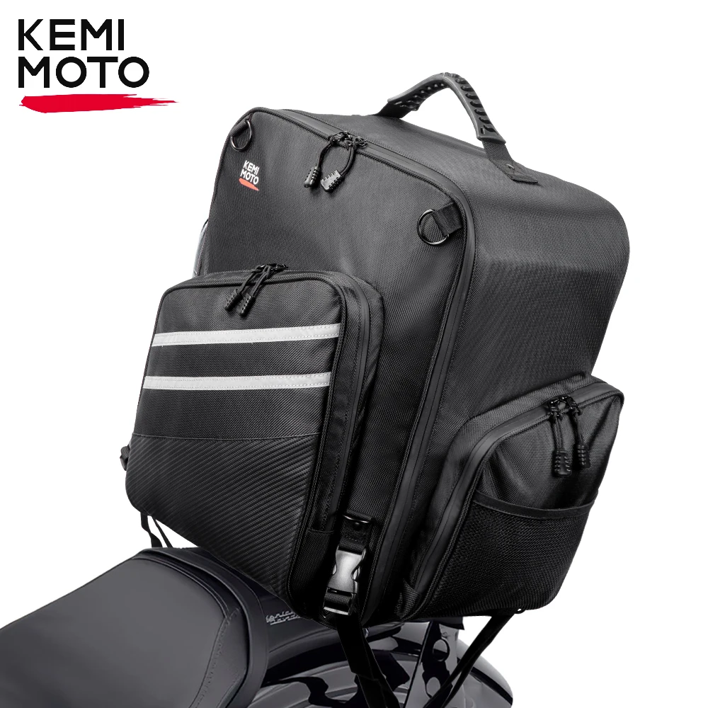 

KEMIMOTO Motorcycle Tail Luggage Bag for Touring 40L Helmet Storage Rear Rack Seat Bags Handbag Backpack Sissy Bar Bag Tailbag