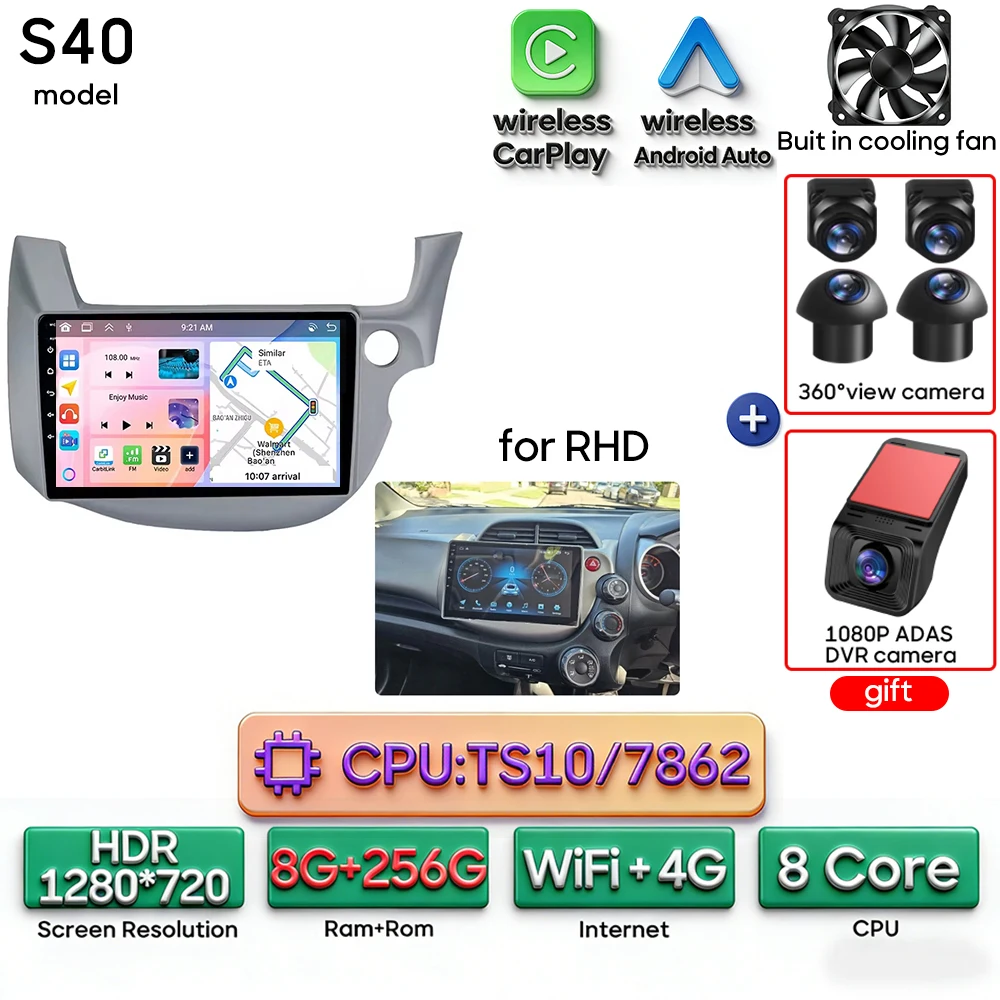 Android 16 For Honda Jazz 2 GG 2008 - 2014 Fit 2 GE GP GE 2007 - 2014 Car Radio Multimedia Video Player GPS Navigation CarPlay image 3