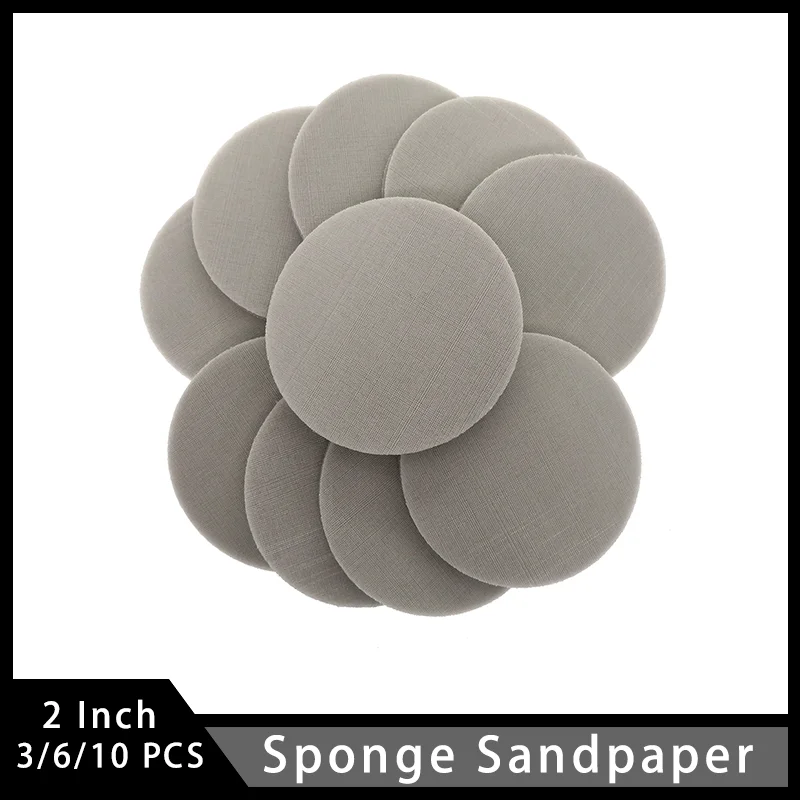 

2-дюймовая губчатая наждачная бумага 50 мм 3/6/10 шт. на липучке для влажной и сухой уборки, зернистость 320-8000 для полировки металла и шлифования автомобиля