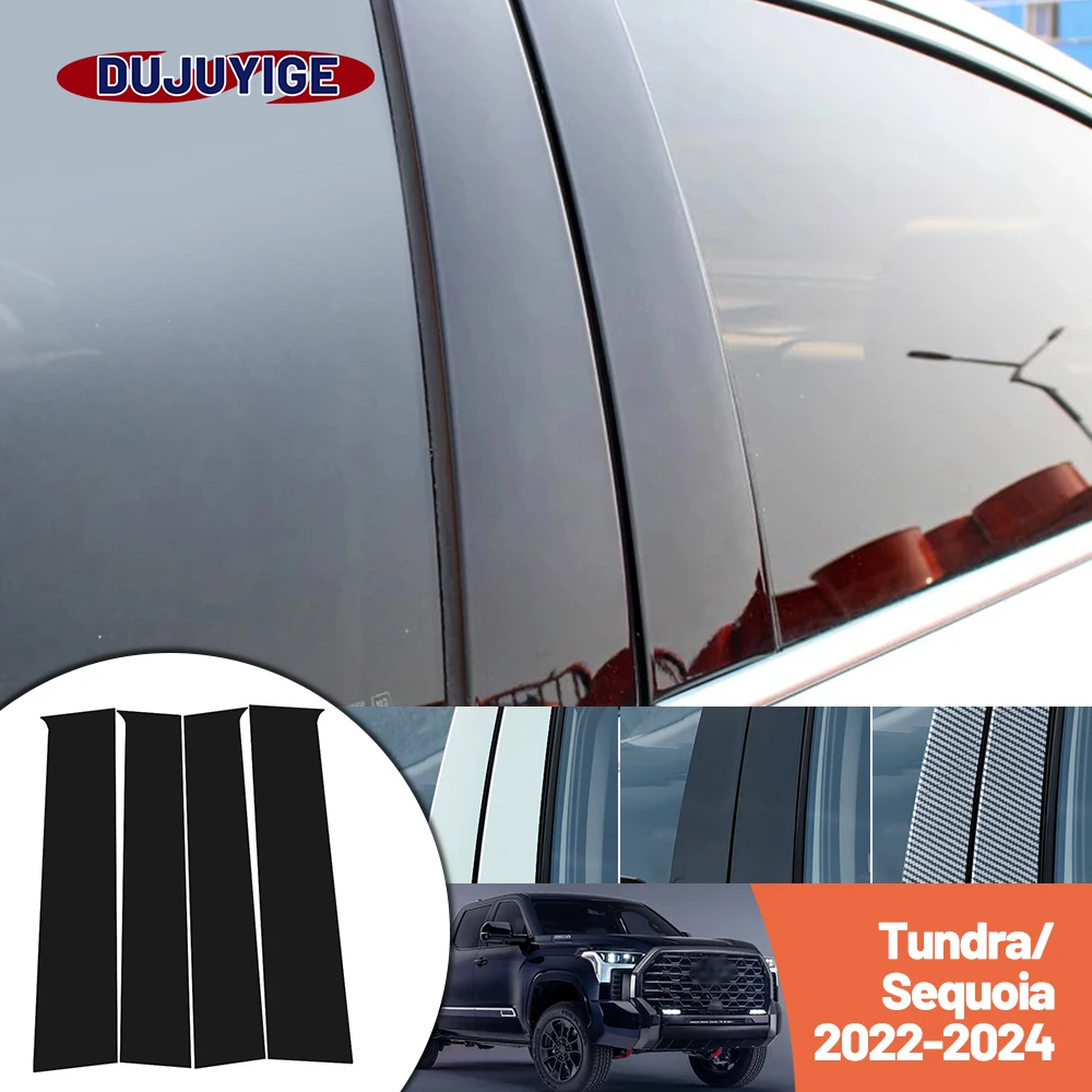 

Bright black carbon fiber door and window B C Pillar sticker suitable For Toyota Tundra Sequoia 2022-2024 2023