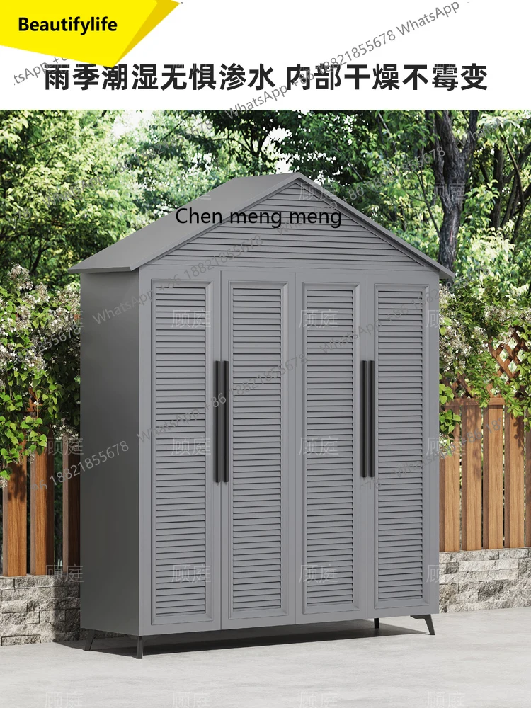 X188 Outdoor waterproof and sunscreen all-aluminum alloy locker, courtyard rainproof garden tool storage cabinet