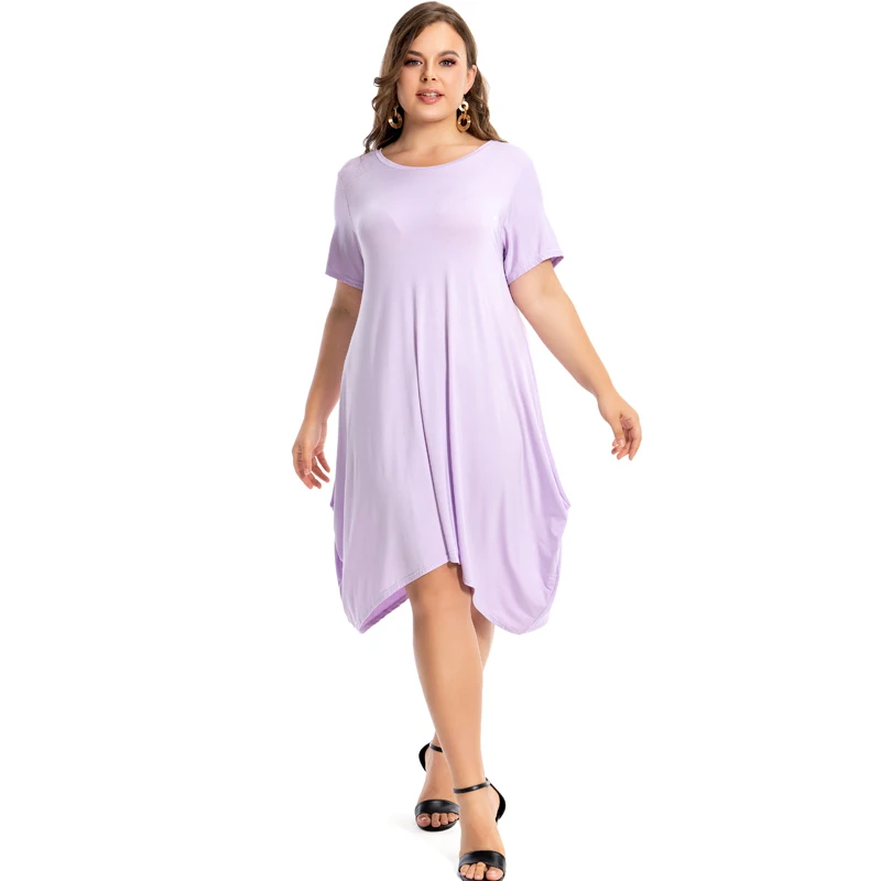 Women Dresses Summer Plus Size Casual Short Sleeve O Neck Party Wedding Lounge Modal Cotton Dress 7XL 6XL 5XL Black White Red