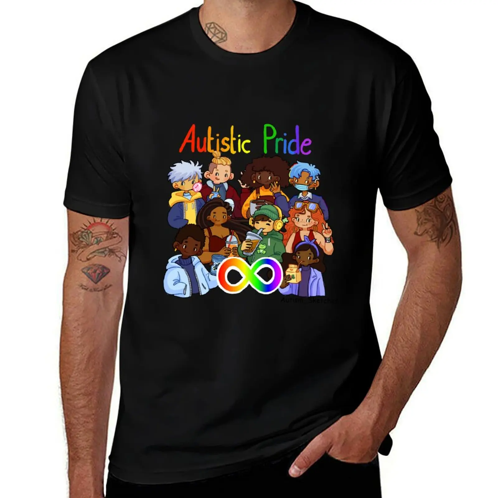 

Autistic Pride Illustration by Autism Sketches T-Shirt anime t shirts blanks summer top men clothings