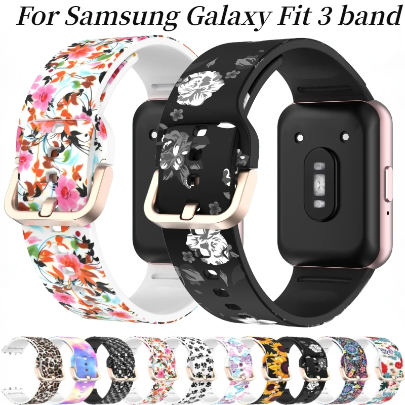 

Women Patterned Silicone Strap for Samsung Galaxy Fit 3 Comfortable Bracelet Wristband for Samsung Galaxy Fit 3 Printed Correa