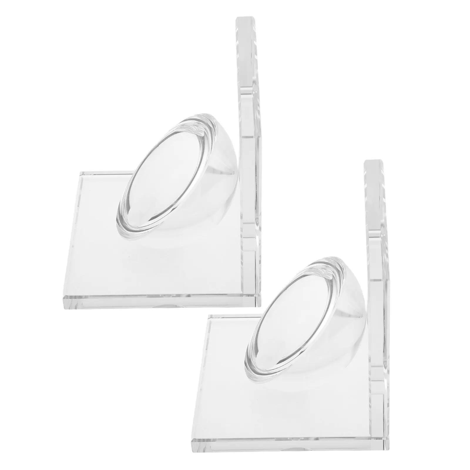 2Pcs Crystal Bookends L Shape Non Skid Sturdy Clear Heavy Duty Decorative Bookends for Shelves Office Desk Textbook Support